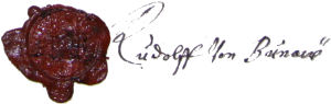 Pieczęć i podpis Rudolfa von Bünau